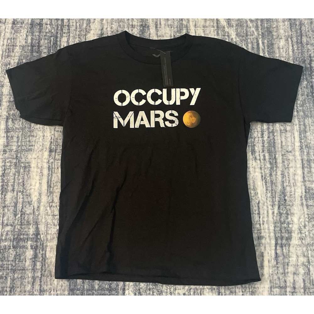 Spacex Occupy Mars Black Short Sleeve Shirt Kids Sz Large NWT